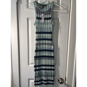 NWT White House Black Market Sweater Midi Dress Aquifer Jacquard Stripe XS